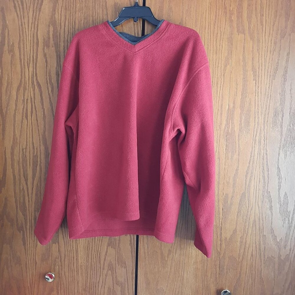 Basic Editions Men Sweater Fleece Red Size L PreLoved Excellent Condition